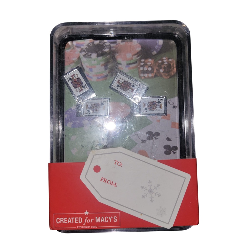 Macy's Exclusive Men's Poker‎ Card Cufflinks Gift Set NEW casino rare dead stock